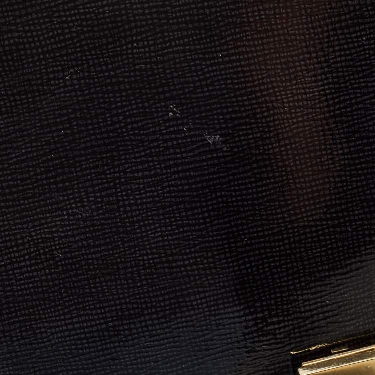 Pre Owned Celine Black Patent Leather and Suede Medium Trapeze Top Handle Bag