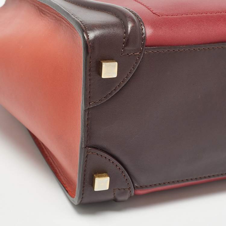 Pre Owned Celine Tri Color Leather Micro Luggage Tote