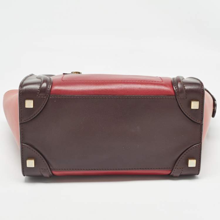 Pre Owned Celine Tri Color Leather Micro Luggage Tote
