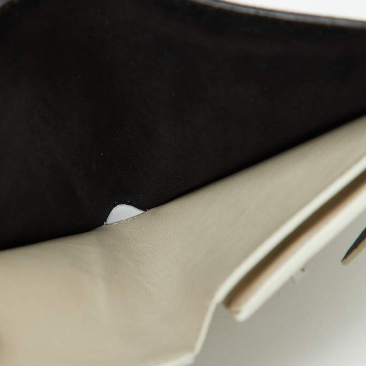 Pre Owned Celine Black/Off White Grained Leather Multifunction Strap Wallet