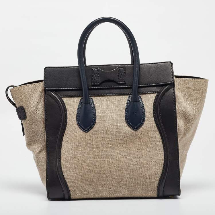 Pre Owned Celine Tricolor Canvas and Leather Mini Luggage Tote