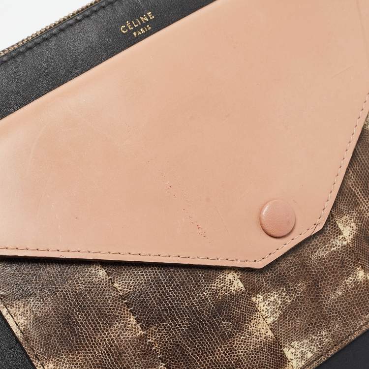 Pre Owned Celine Multicolor Leather and Watersnake Pocket Envelope Shoulder Bag