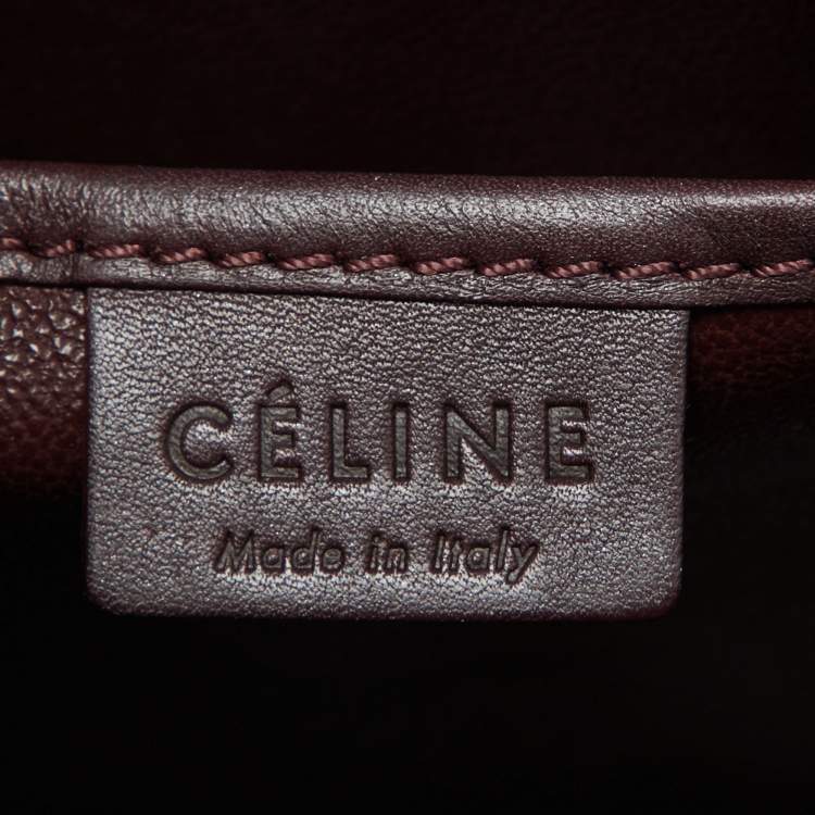 Pre Owned Celine Burgundy Leather Nano Luggage Tote