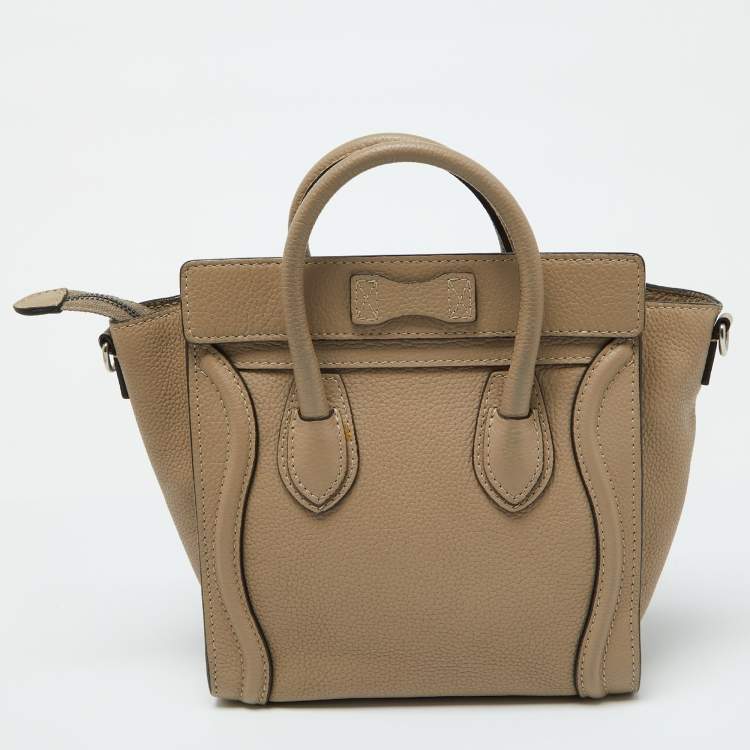 Pre Owned Celine Beige Leather Nano Luggage Tote