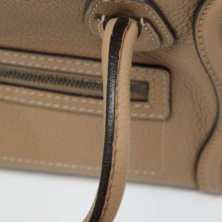 Pre Owned Celine Beige Leather Nano Luggage Tote
