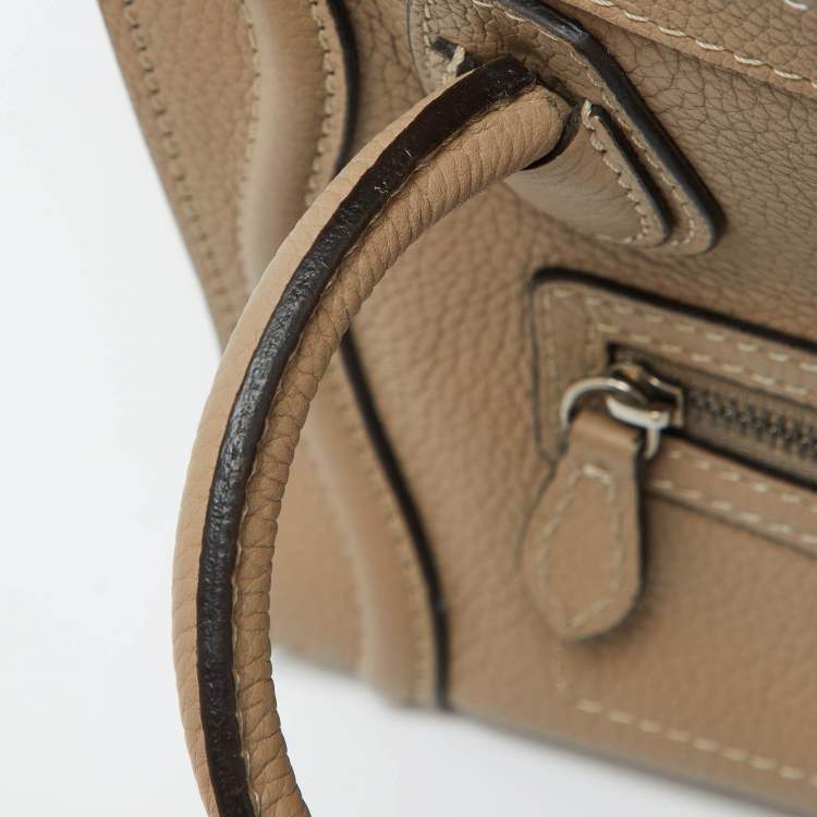 Pre Owned Celine Beige Leather Nano Luggage Tote