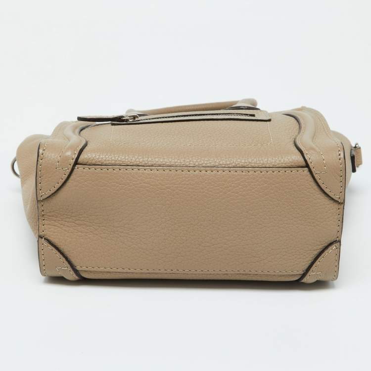 Pre Owned Celine Beige Leather Nano Luggage Tote