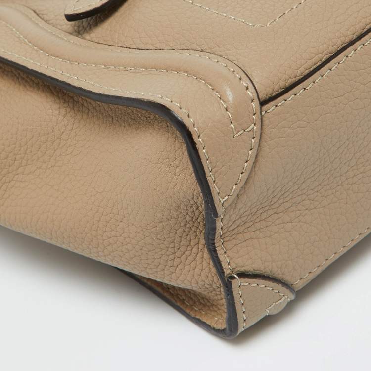 Pre Owned Celine Beige Leather Nano Luggage Tote
