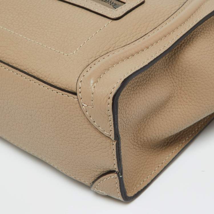 Pre Owned Celine Beige Leather Nano Luggage Tote
