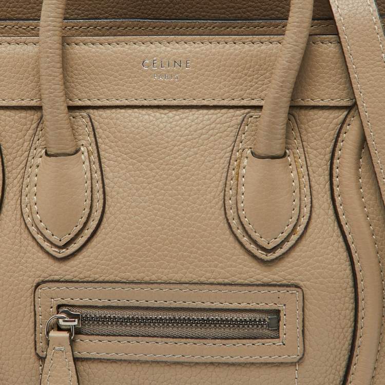 Pre Owned Celine Beige Leather Nano Luggage Tote
