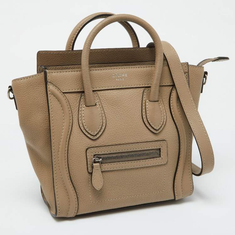 Pre Owned Celine Beige Leather Nano Luggage Tote