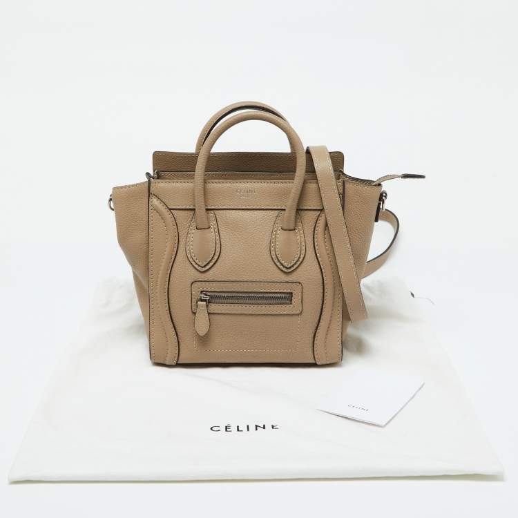 Pre Owned Celine Beige Leather Nano Luggage Tote