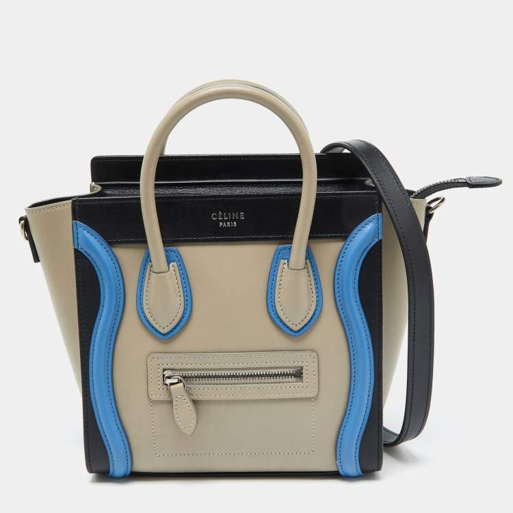 Pre Owned Céline Tri Color Leather Nano Luggage Tote