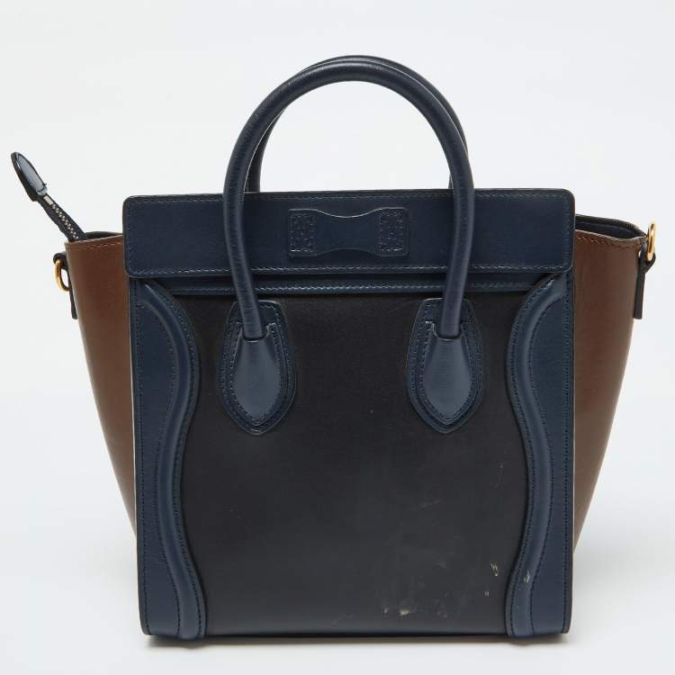 Pre Owned Céline Tri Color Leather Nano Luggage Tote