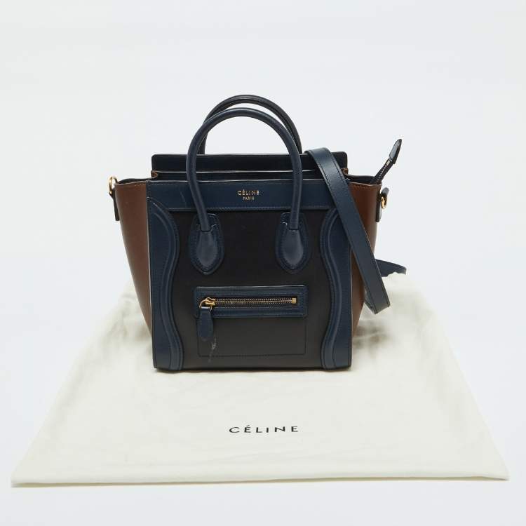 Pre Owned Céline Tri Color Leather Nano Luggage Tote