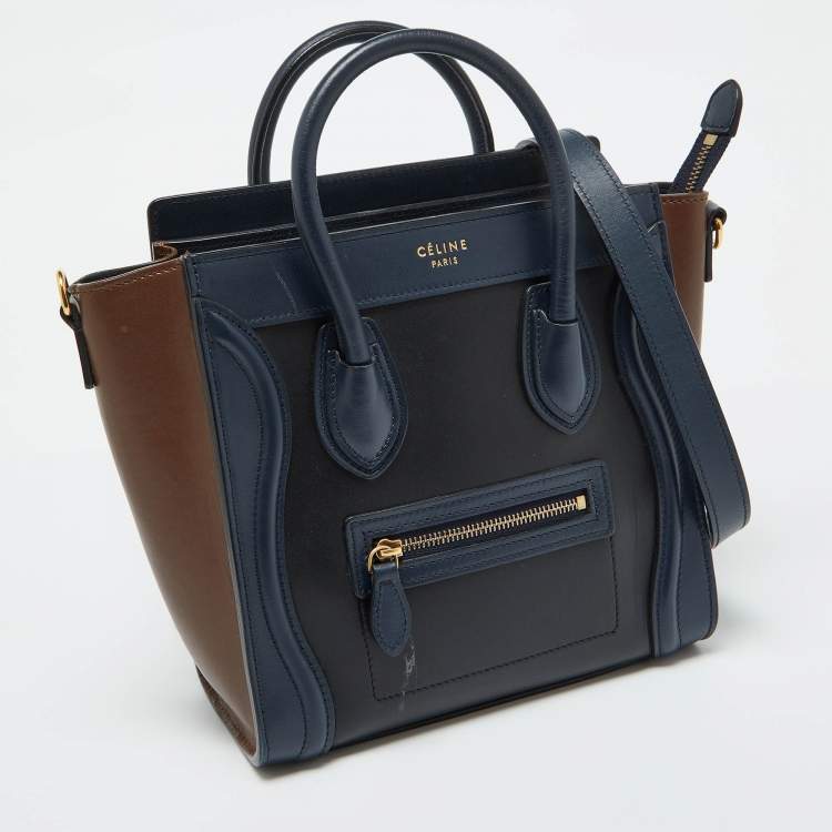 Pre Owned Céline Tri Color Leather Nano Luggage Tote
