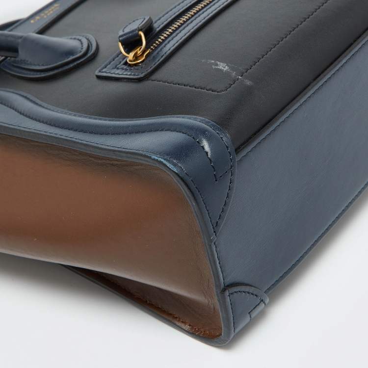 Pre Owned Céline Tri Color Leather Nano Luggage Tote