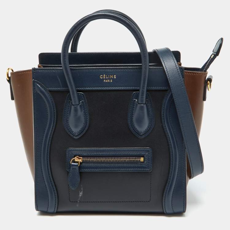 Pre Owned Céline Tri Color Leather Nano Luggage Tote