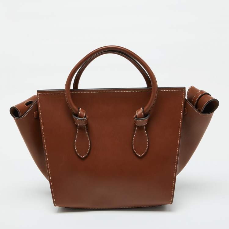 Pre Owned Celine Chestnut Leather Mini Tie Tote