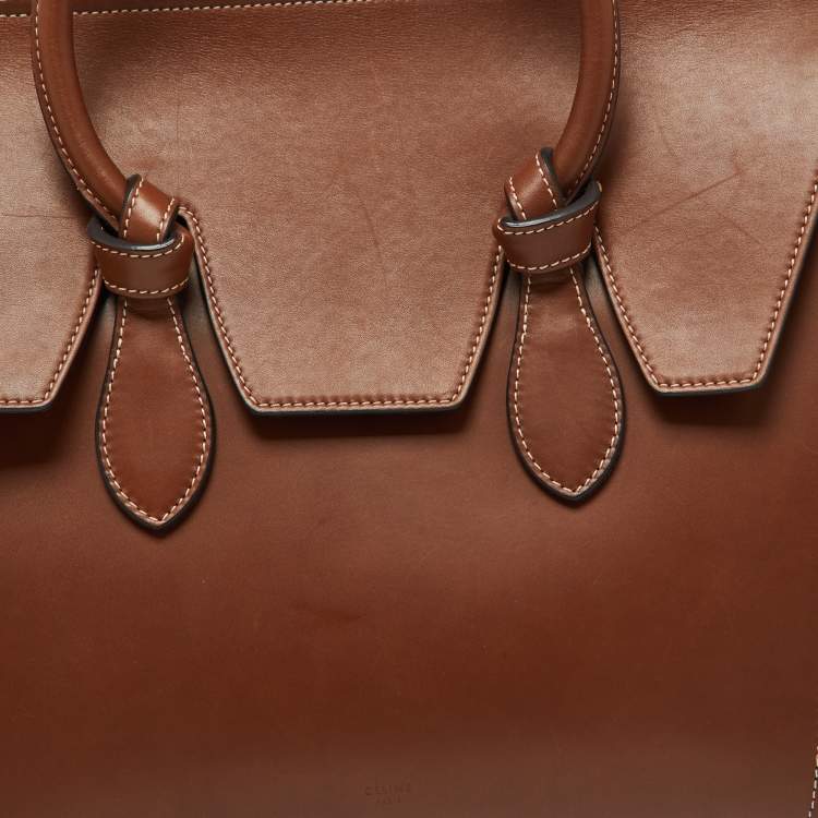 Pre Owned Celine Chestnut Leather Mini Tie Tote