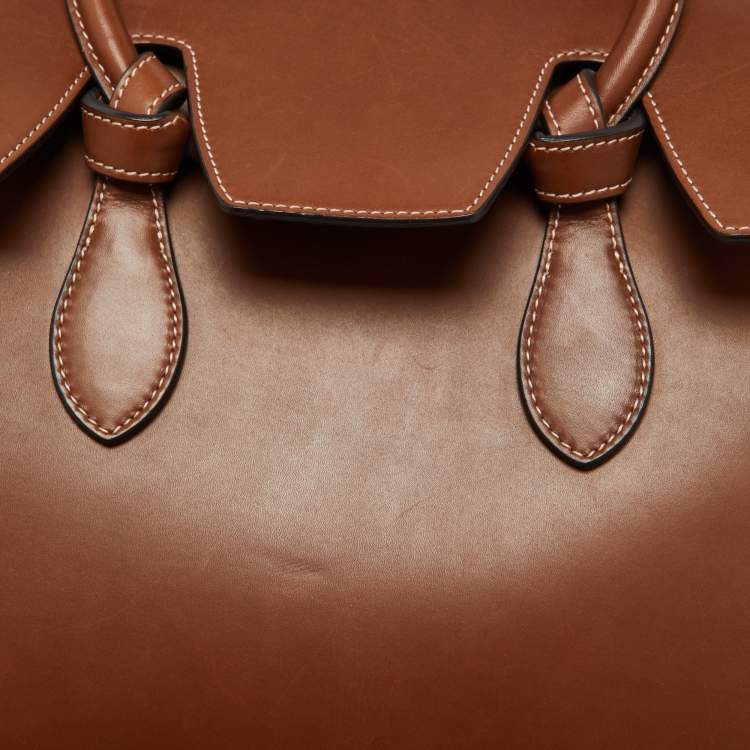 Pre Owned Celine Chestnut Leather Mini Tie Tote