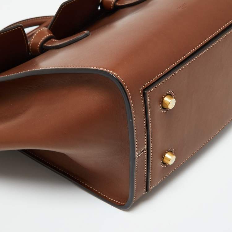 Pre Owned Celine Chestnut Leather Mini Tie Tote