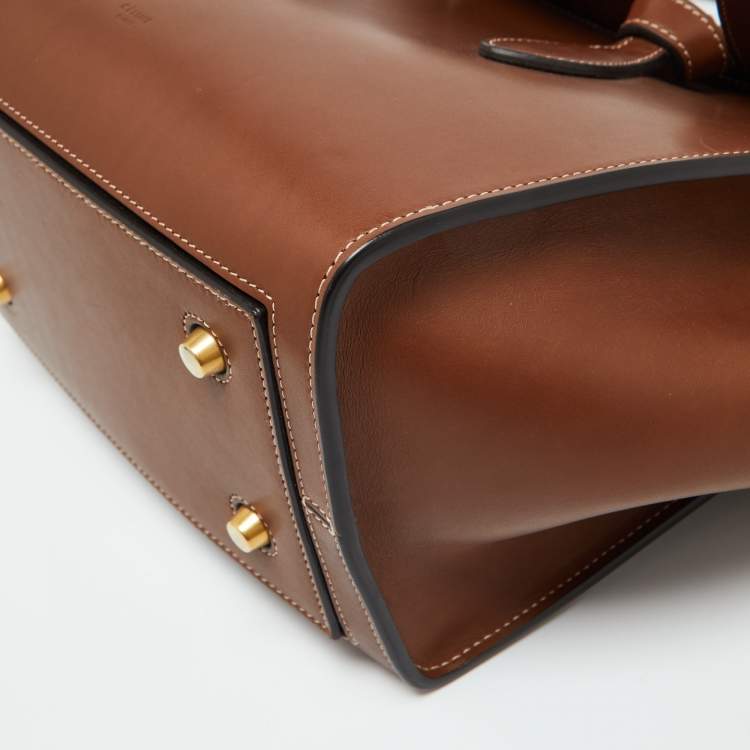 Pre Owned Celine Chestnut Leather Mini Tie Tote