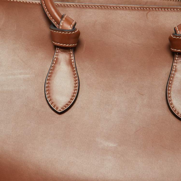 Pre Owned Celine Chestnut Leather Mini Tie Tote