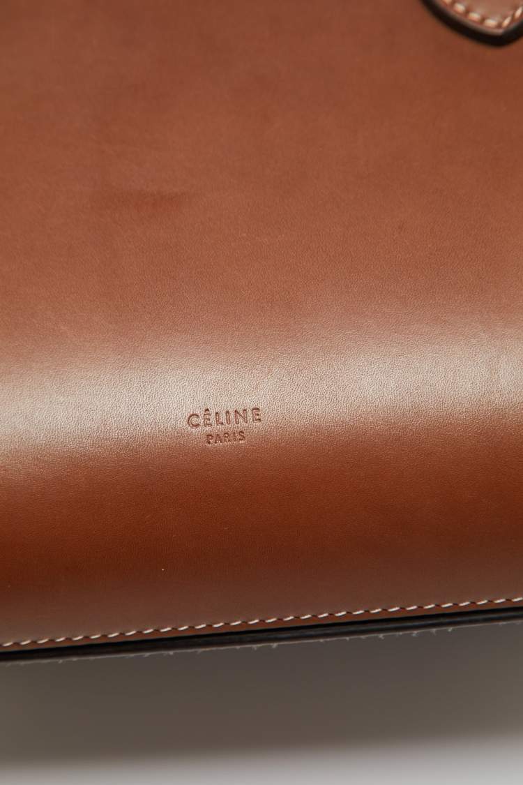 Pre Owned Celine Chestnut Leather Mini Tie Tote