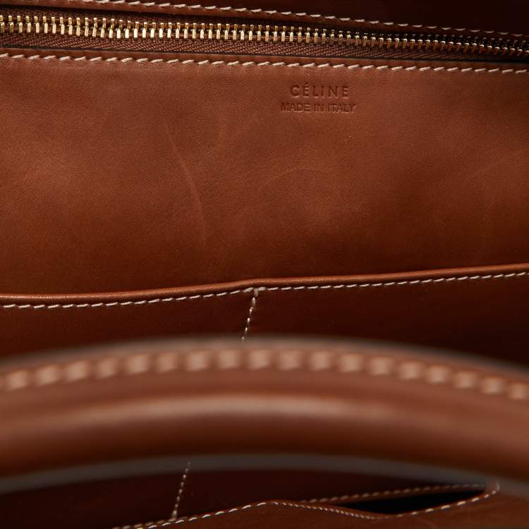 Pre Owned Celine Chestnut Leather Mini Tie Tote