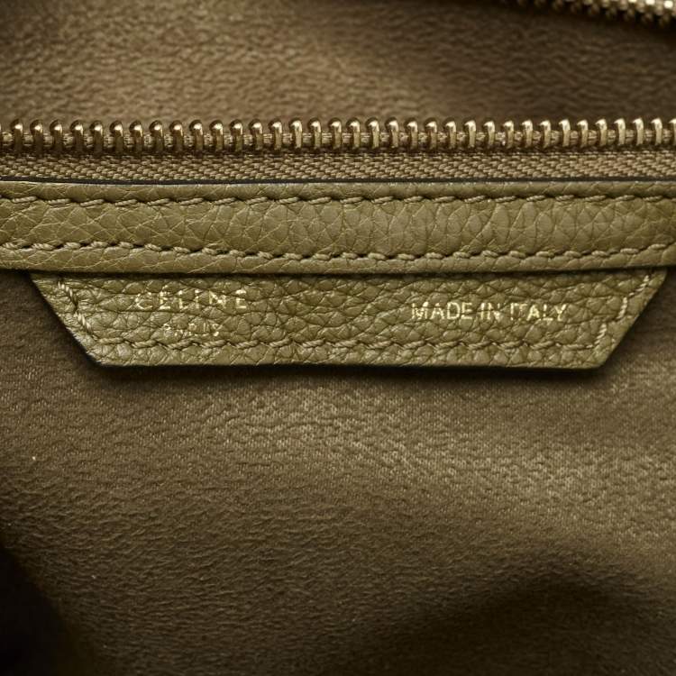 Pre Owned Celine Olive Green Leather Mini Luggage Tote