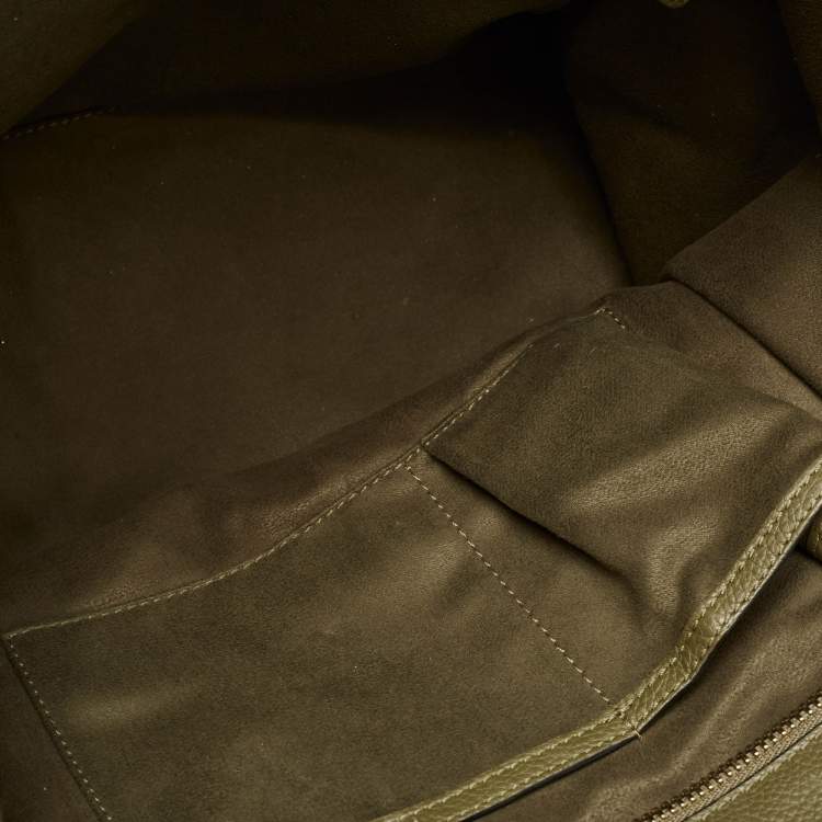 Pre Owned Celine Olive Green Leather Mini Luggage Tote