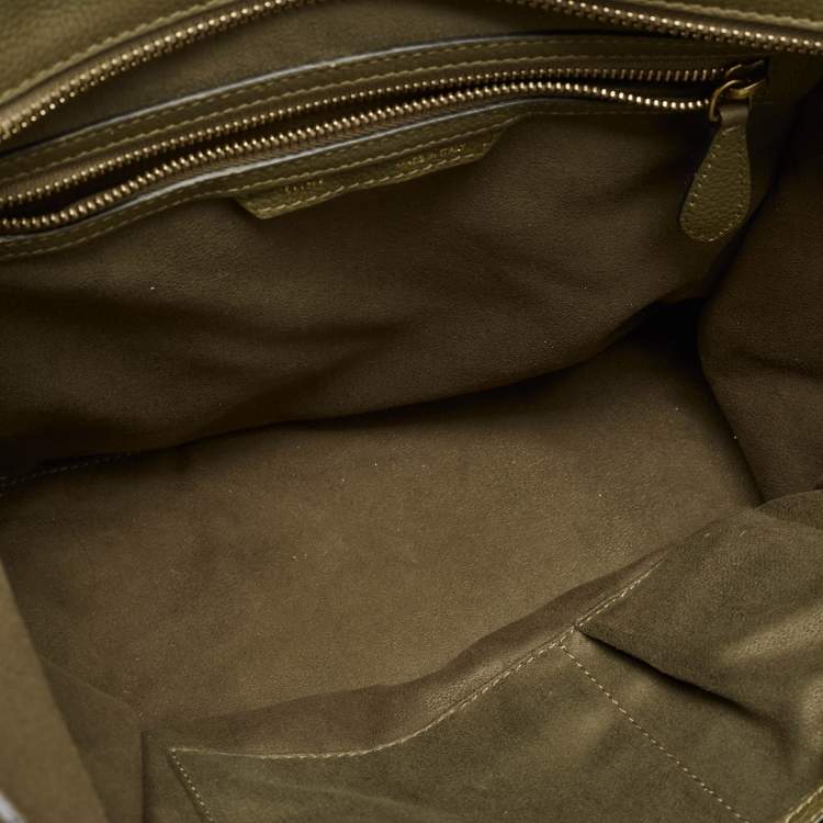 Pre Owned Celine Olive Green Leather Mini Luggage Tote