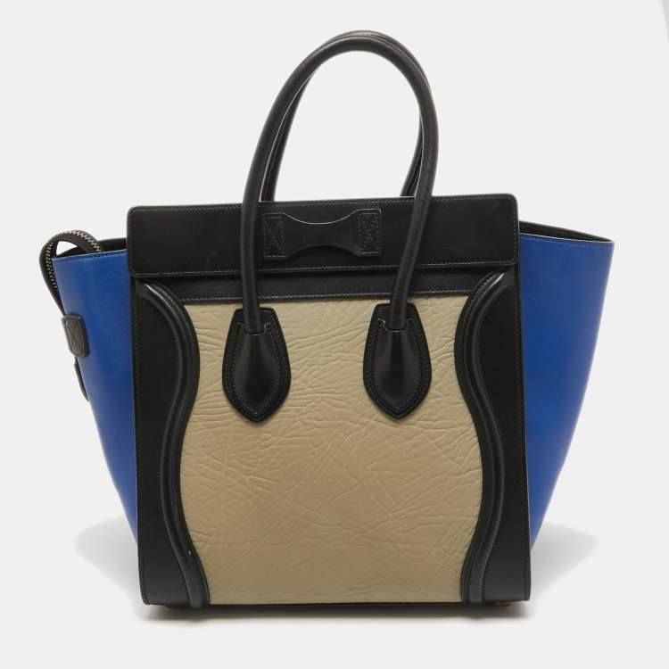Pre Owned Celine Tricolor Leather Micro Luggage Tote