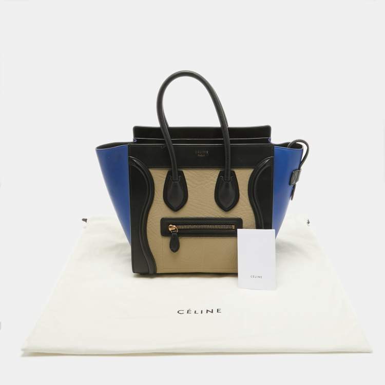 Pre Owned Celine Tricolor Leather Micro Luggage Tote