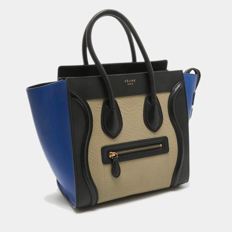 Pre Owned Celine Tricolor Leather Micro Luggage Tote