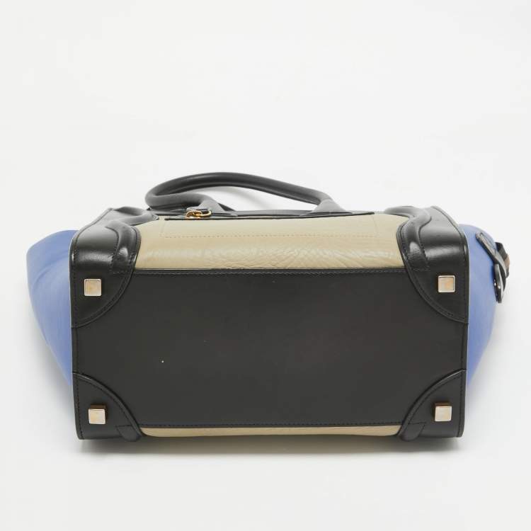 Pre Owned Celine Tricolor Leather Micro Luggage Tote