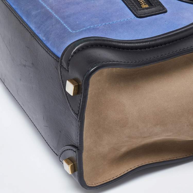 Pre Owned Celine Tricolor Nubuck and Leather Mirco Luggage Tote