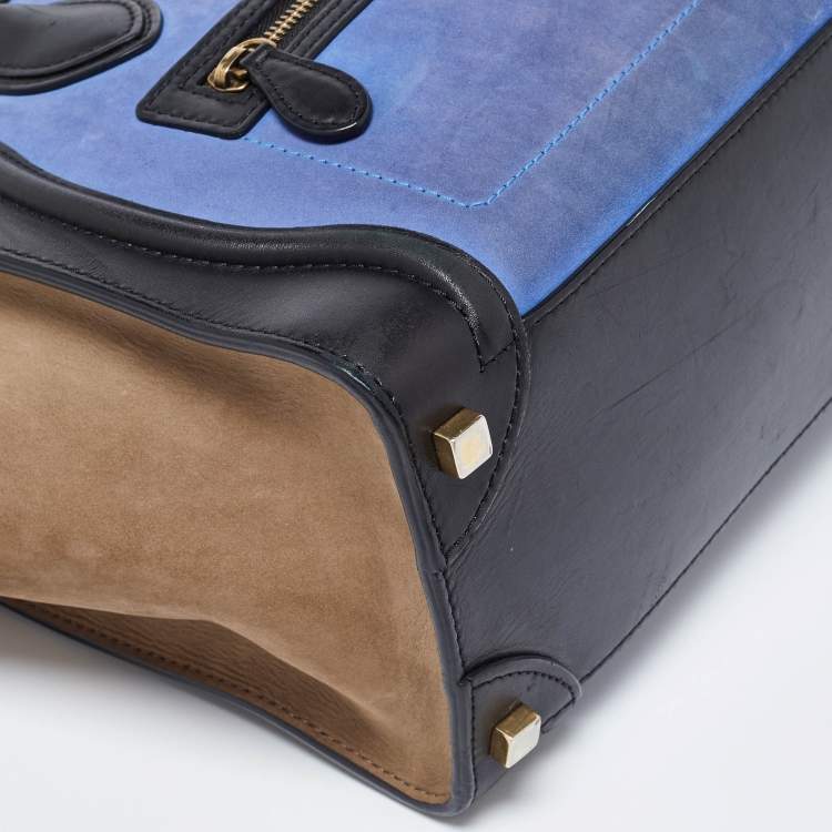 Pre Owned Celine Tricolor Nubuck and Leather Mirco Luggage Tote