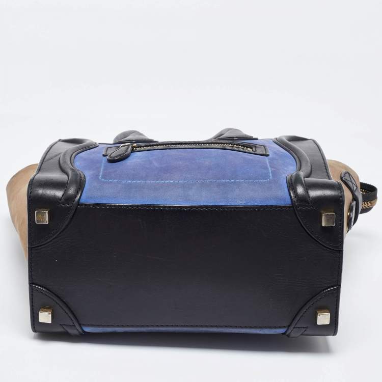 Pre Owned Celine Tricolor Nubuck and Leather Mirco Luggage Tote