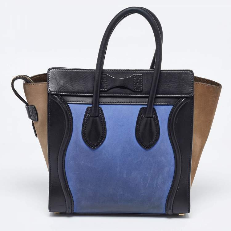 Pre Owned Celine Tricolor Nubuck and Leather Mirco Luggage Tote