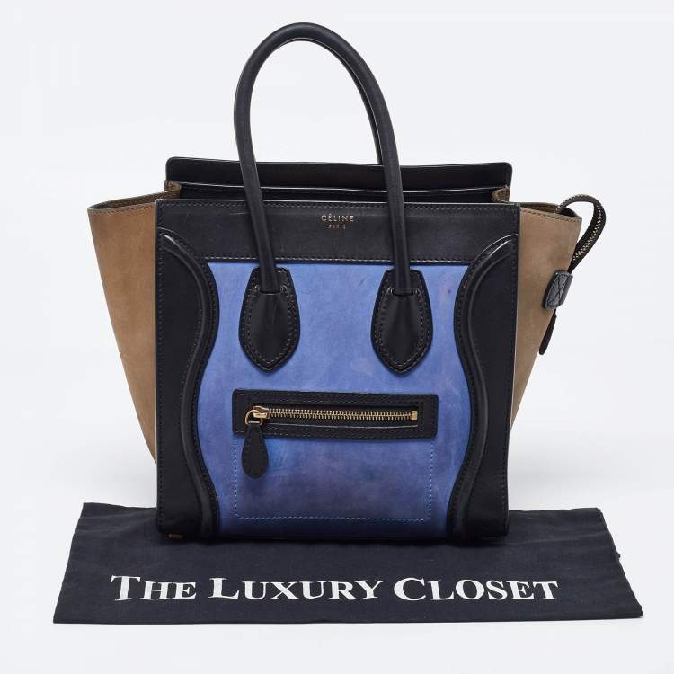 Pre Owned Celine Tricolor Nubuck and Leather Mirco Luggage Tote