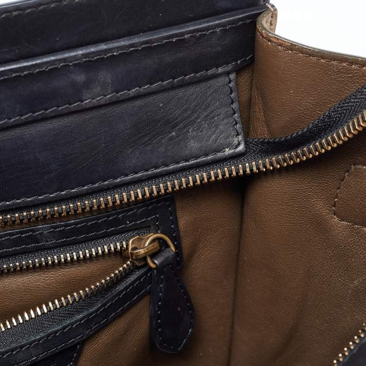 Pre Owned Celine Tricolor Nubuck and Leather Mirco Luggage Tote
