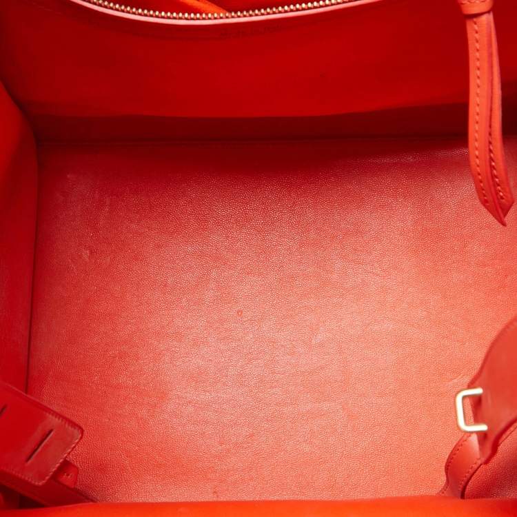 Pre Owned Celine Orange Nubuck and Leather Mini Luggage Tote
