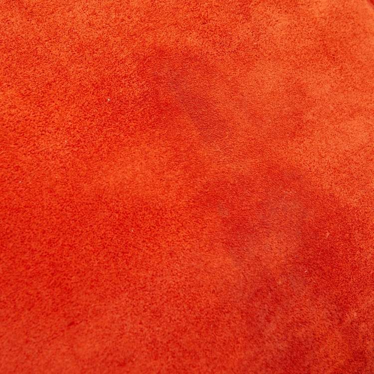 Pre Owned Celine Orange Nubuck and Leather Mini Luggage Tote