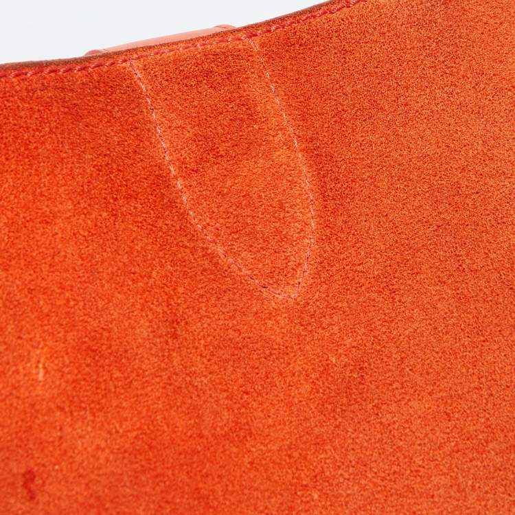 Pre Owned Celine Orange Nubuck and Leather Mini Luggage Tote