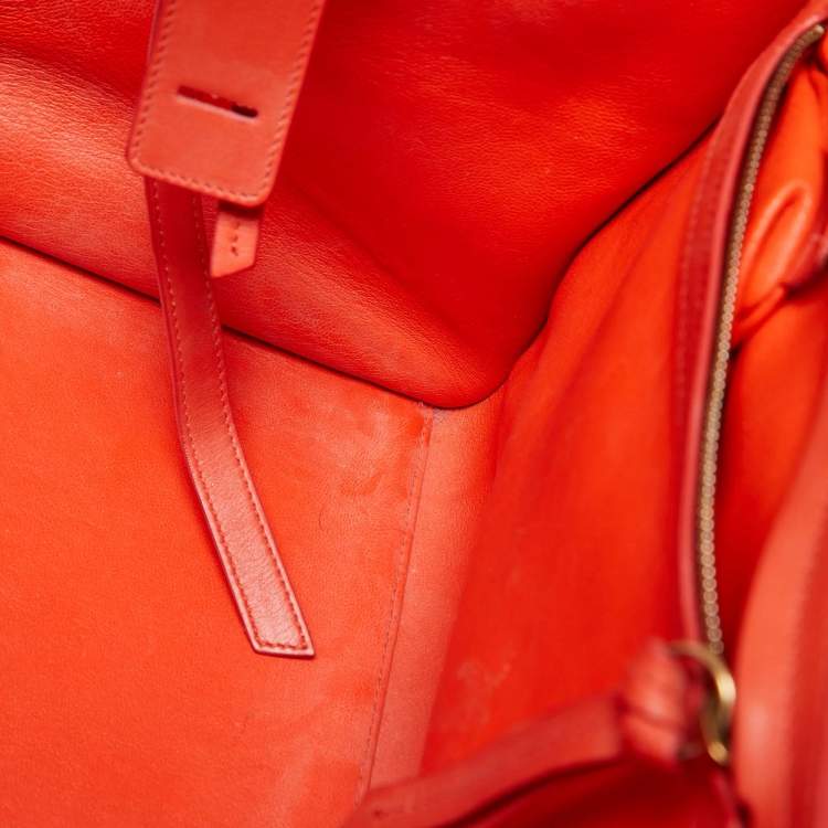 Pre Owned Celine Orange Nubuck and Leather Mini Luggage Tote