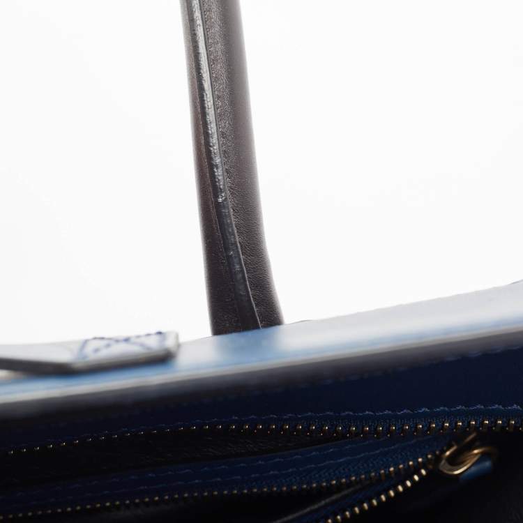 Pre Owned Celine Navy Blue/Black Leather Mini Luggage Tote