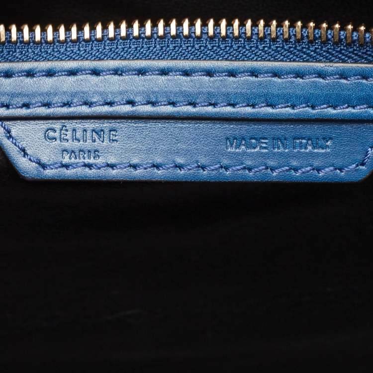 Pre Owned Celine Navy Blue/Black Leather Mini Luggage Tote