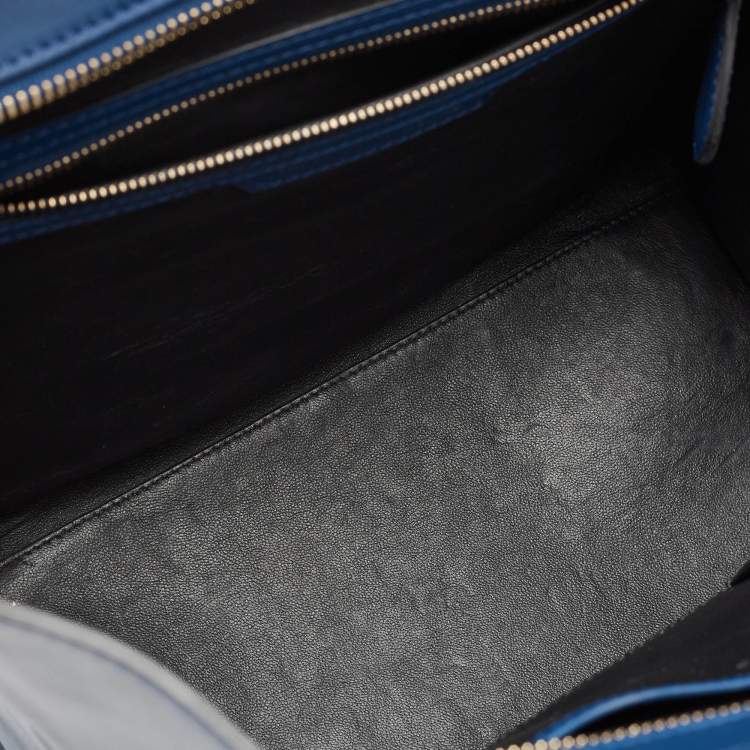 Pre Owned Celine Navy Blue/Black Leather Mini Luggage Tote